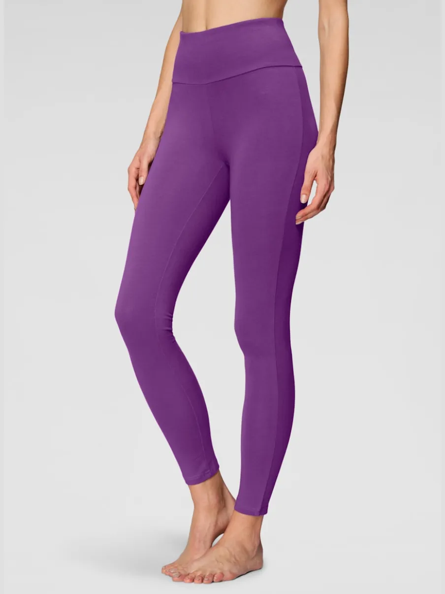 Legging confortable avec large bord-côte en coton et élasthanne