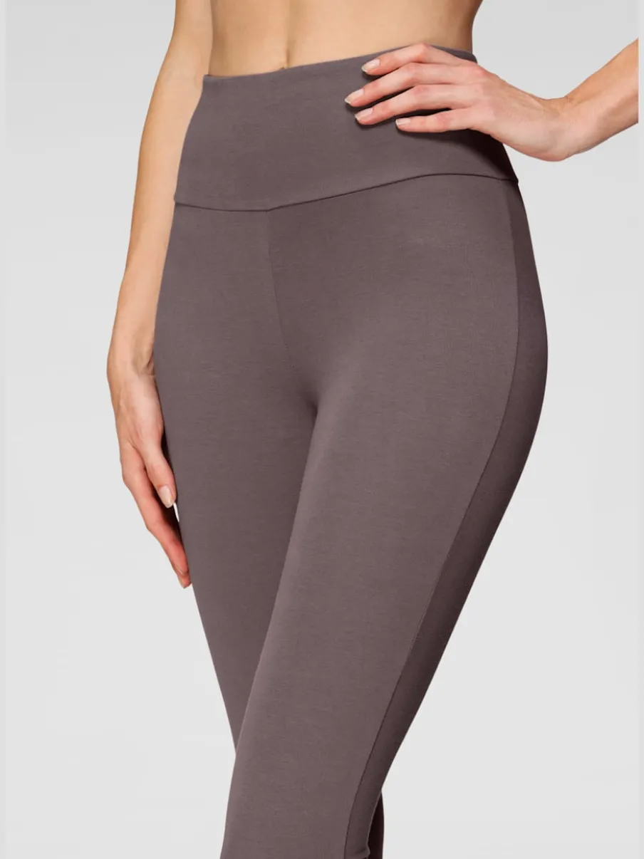 Legging confortable avec large bord-côte en coton et élasthanne