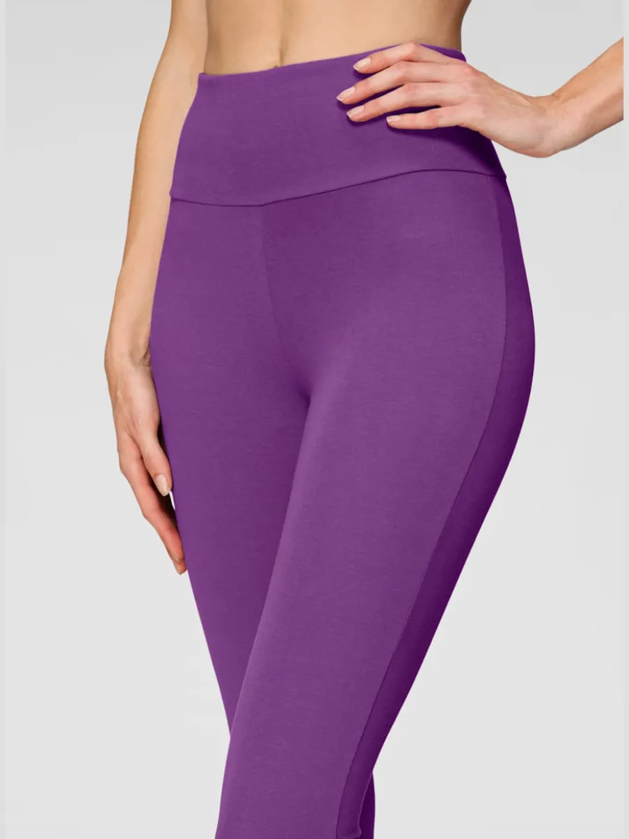Legging confortable avec large bord-côte en coton et élasthanne
