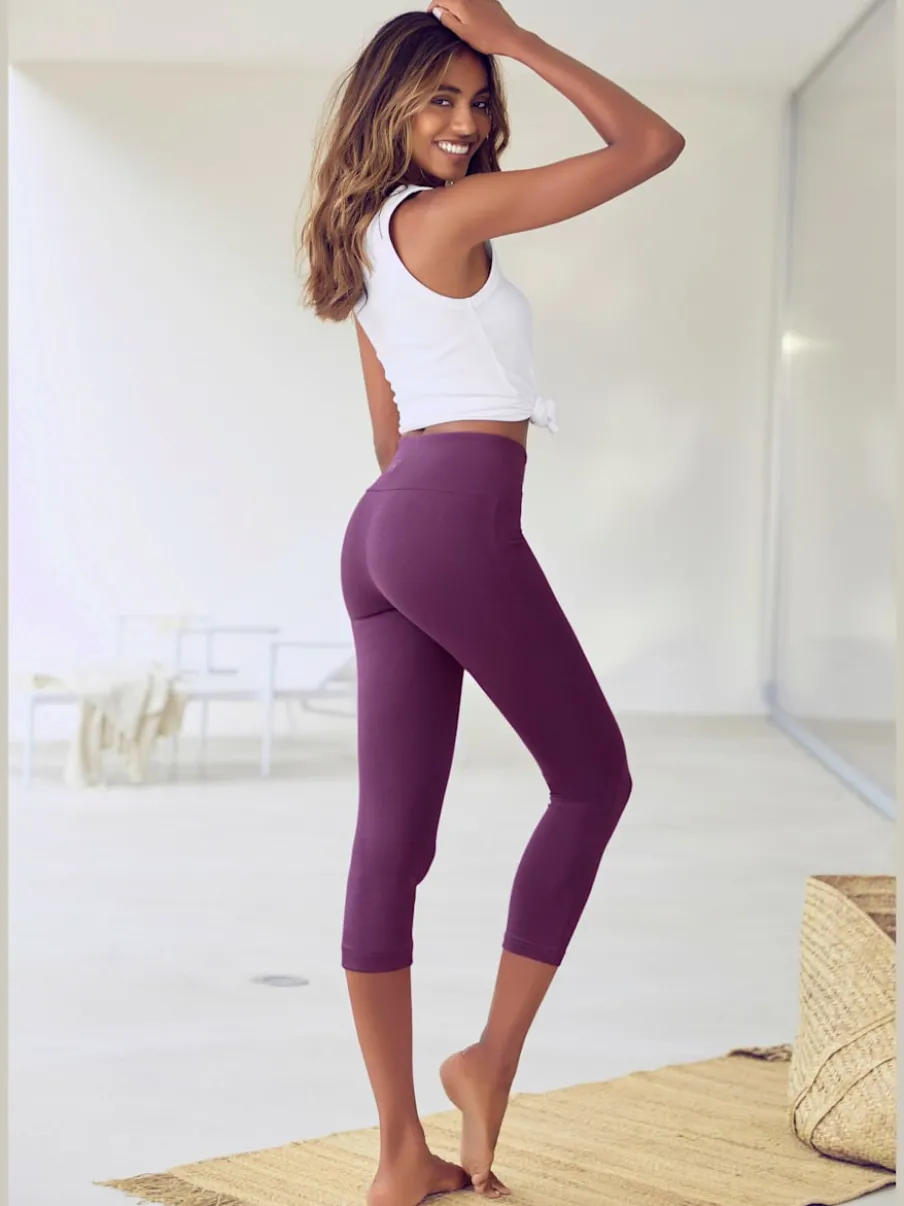 Legging corsaire avec bords-côtes et coupe élasticisée