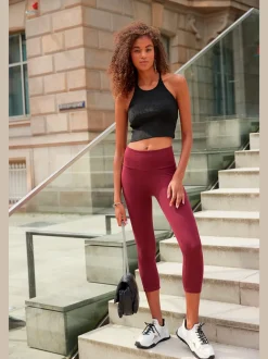 Legging corsaire en matière élastique avec large confortbund
