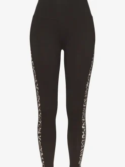 Legging de sport en coton avec empiècements motifs léopard