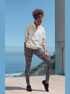 Legging de sport en motif léopard à taille haute et extensible