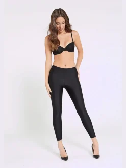 Legging extensible brillant avec bords ouverts au bas des jambes