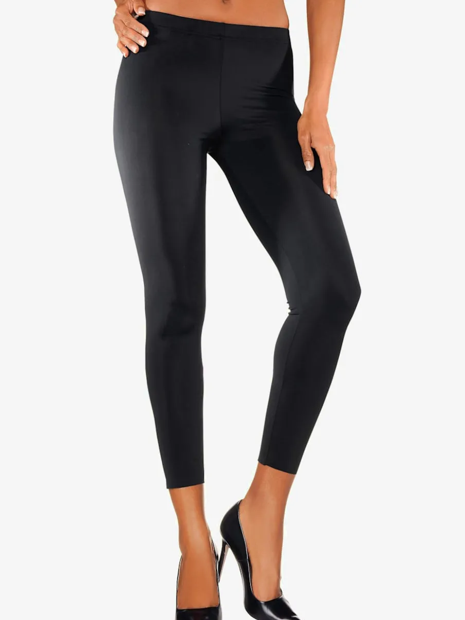 Legging extensible brillant avec bords ouverts au bas des jambes
