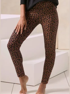 Legging à imprimé léopard avec large ceinture élastique en coton doux