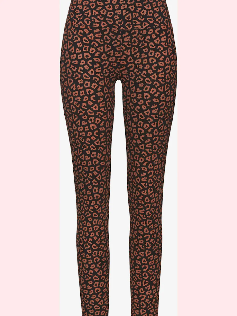 Legging à imprimé léopard avec large ceinture élastique en coton doux