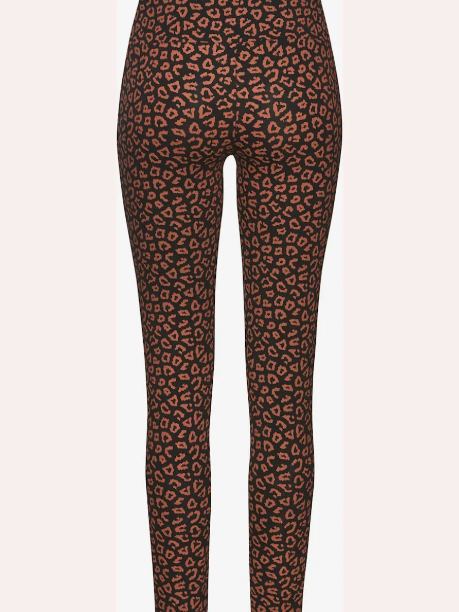 Legging à imprimé léopard avec large ceinture élastique en coton doux