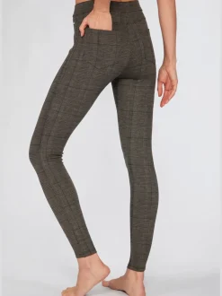 Leggings à carreaux avec poches arrière fines ceinture
