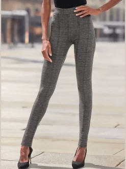 Leggings à carreaux avec poches arrière fines ceinture