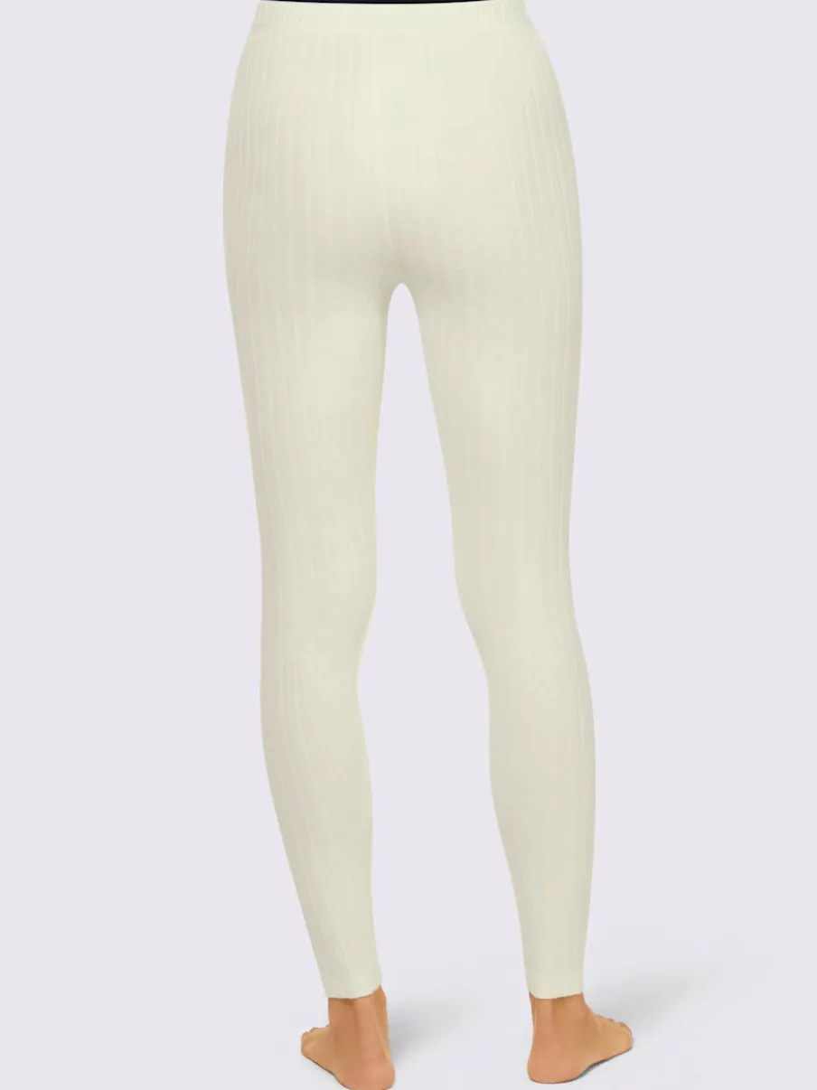 Leggings côtelés à ceinture élastique et logo décoratif