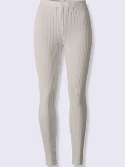 Leggings côtelés à ceinture élastique et logo décoratif