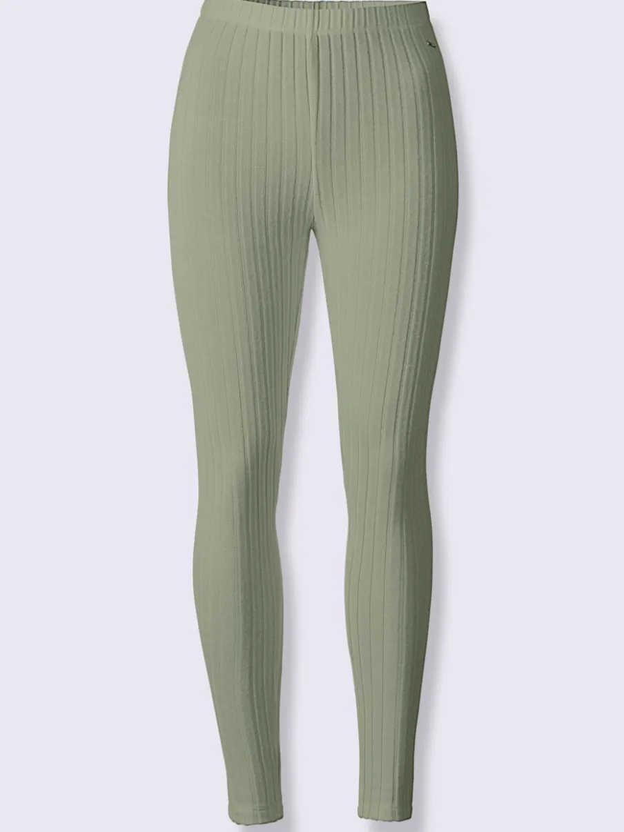 Leggings côtelés à ceinture élastique et logo décoratif