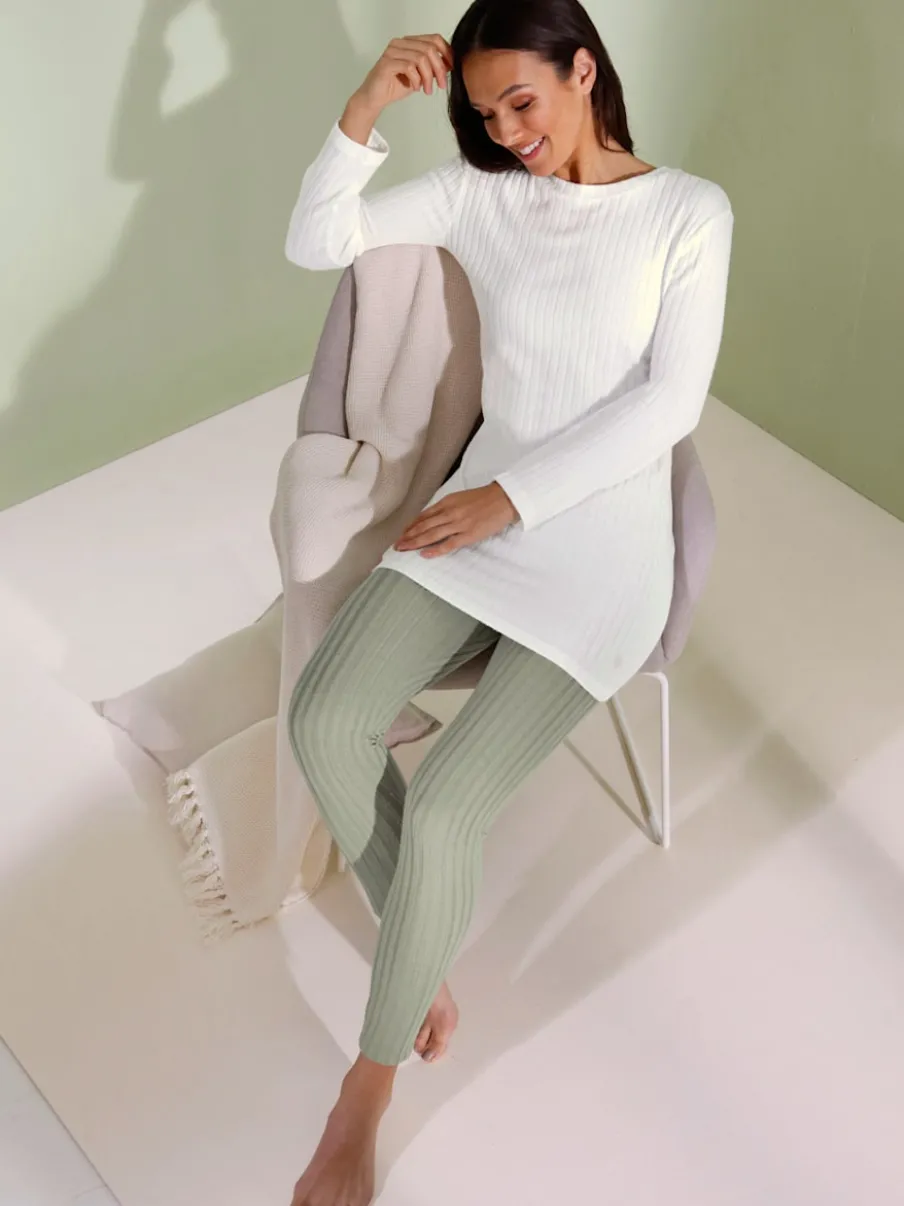 Leggings en modal côtelé avec ceinture élastique douce