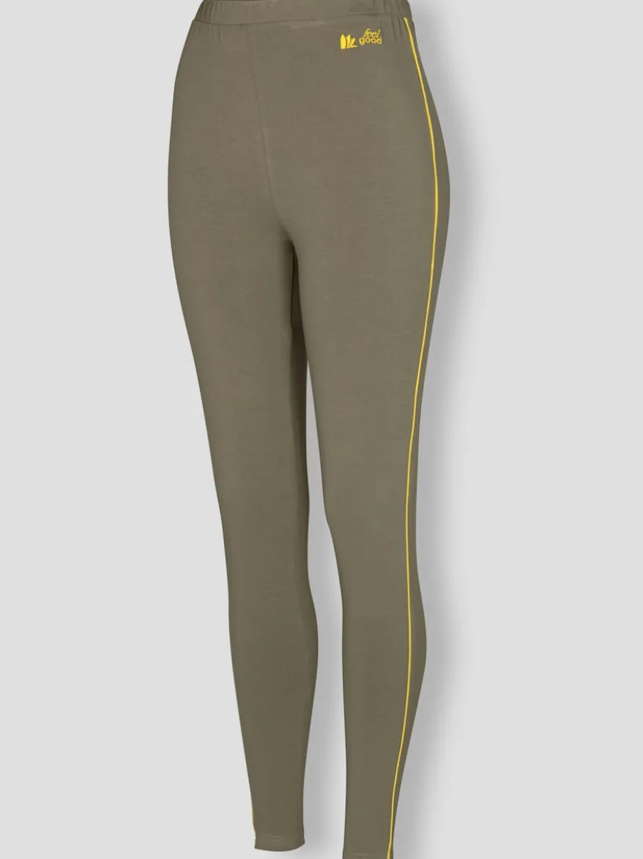 Leggings long avec ceinture intégrée et broderie contrastée