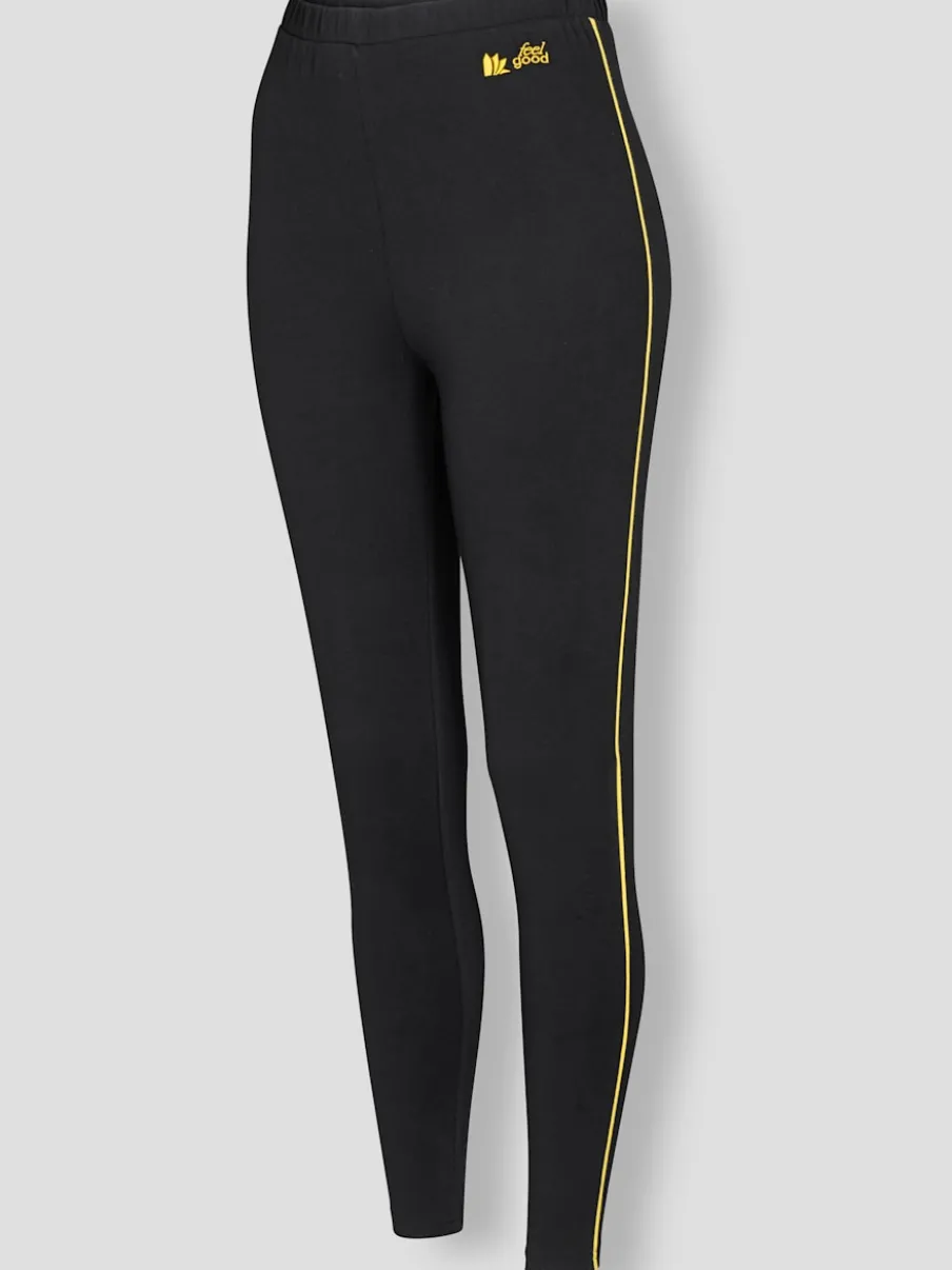 Leggings long avec ceinture intégrée et broderie contrastée