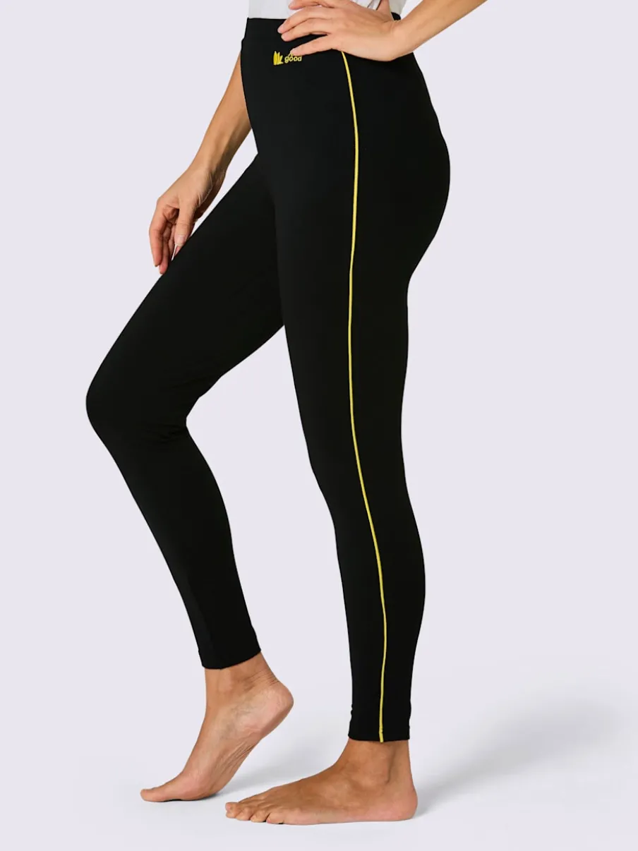 Leggings long avec ceinture intégrée et broderie contrastée