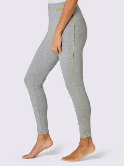 Leggings long avec ceinture intégrée et broderie contrastée