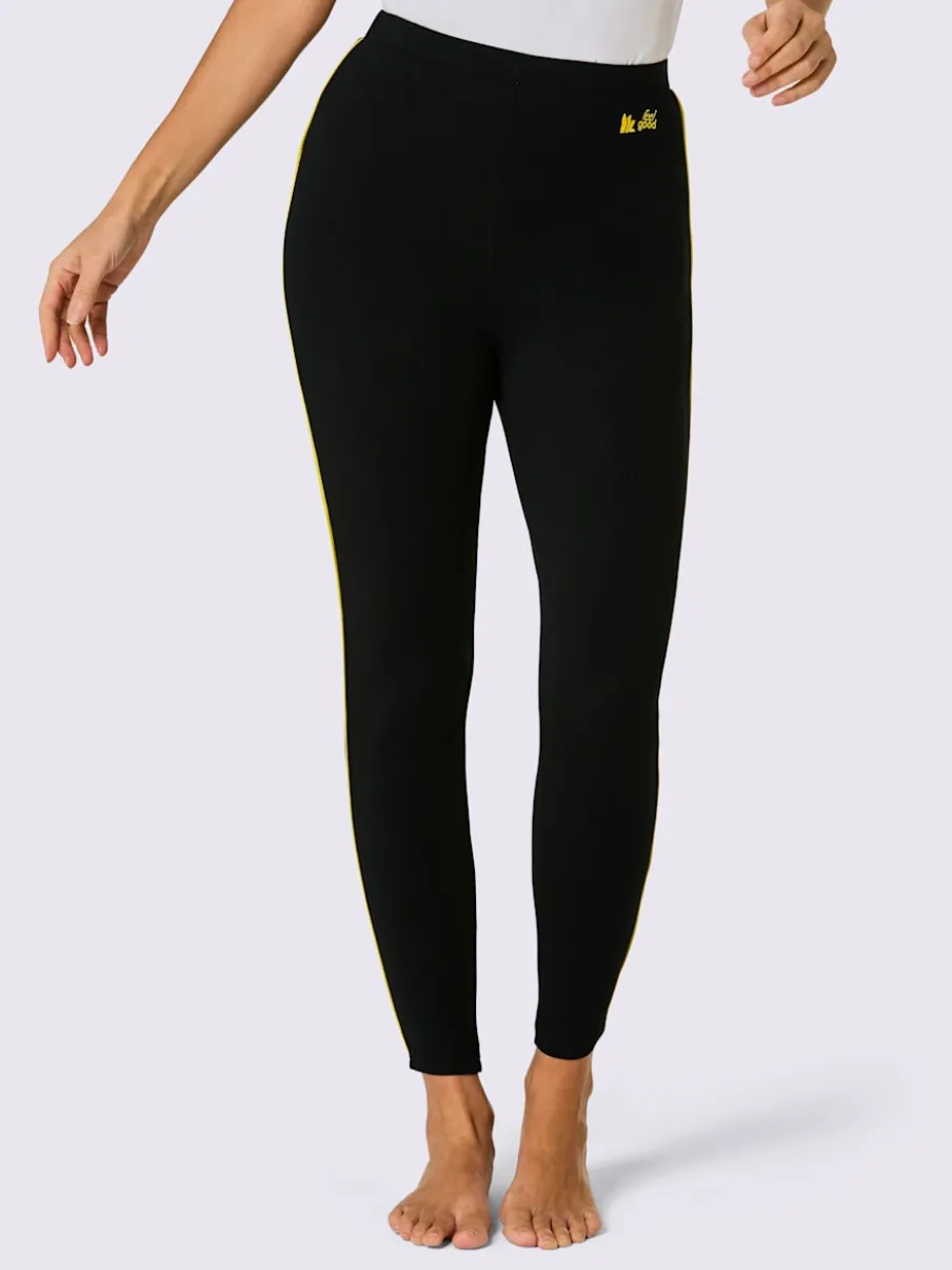 Leggings long avec ceinture intégrée et broderie contrastée