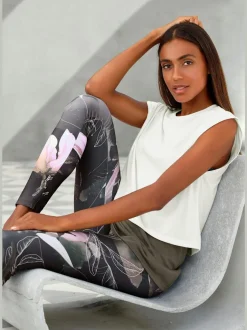 Leggings longs imprimés avec large bord-côte extensible