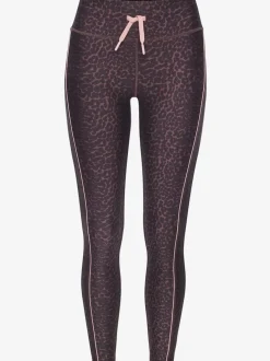 Leggings performance à imprimé animal avec ceinture élastique et passepoils contrastés