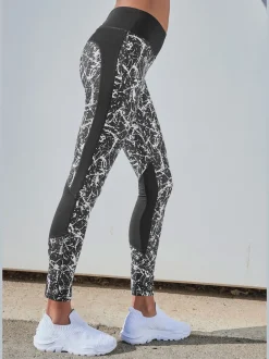 Legging sport très extensible avec motif moucheté et ceinture élastique