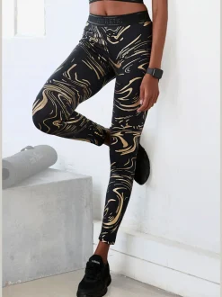 Leggings techniques au motif abstrait avec ceinture personnalisée