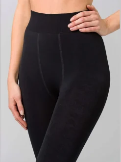 Leggings thermiques avec doublure polaire et bords-côtes décoratifs