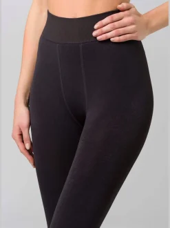 Leggings thermiques avec doublure polaire et bords-côtes décoratifs