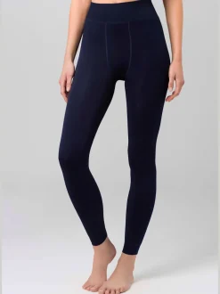 Leggings thermiques avec doublure polaire et bords-côtes décoratifs