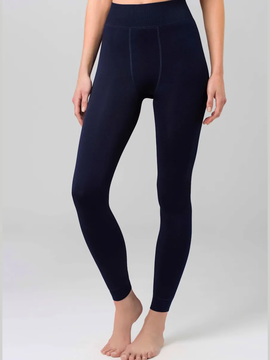 Leggings thermiques avec doublure polaire et bords-côtes décoratifs
