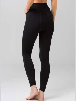 Leggings thermiques avec doublure polaire et bords-côtes décoratifs