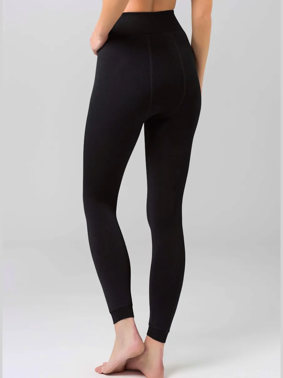 Leggings thermiques avec doublure polaire et bords-côtes décoratifs