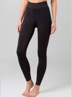 Leggings thermiques avec doublure polaire et bords-côtes décoratifs