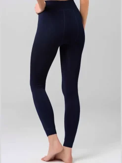 Leggings thermiques avec doublure polaire et bords-côtes décoratifs