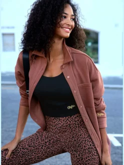 Legging évasé confortable avec imprimé léopard audacieux