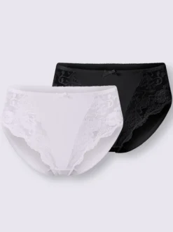Lot de deux slips avec empiècements en dentelle transparents