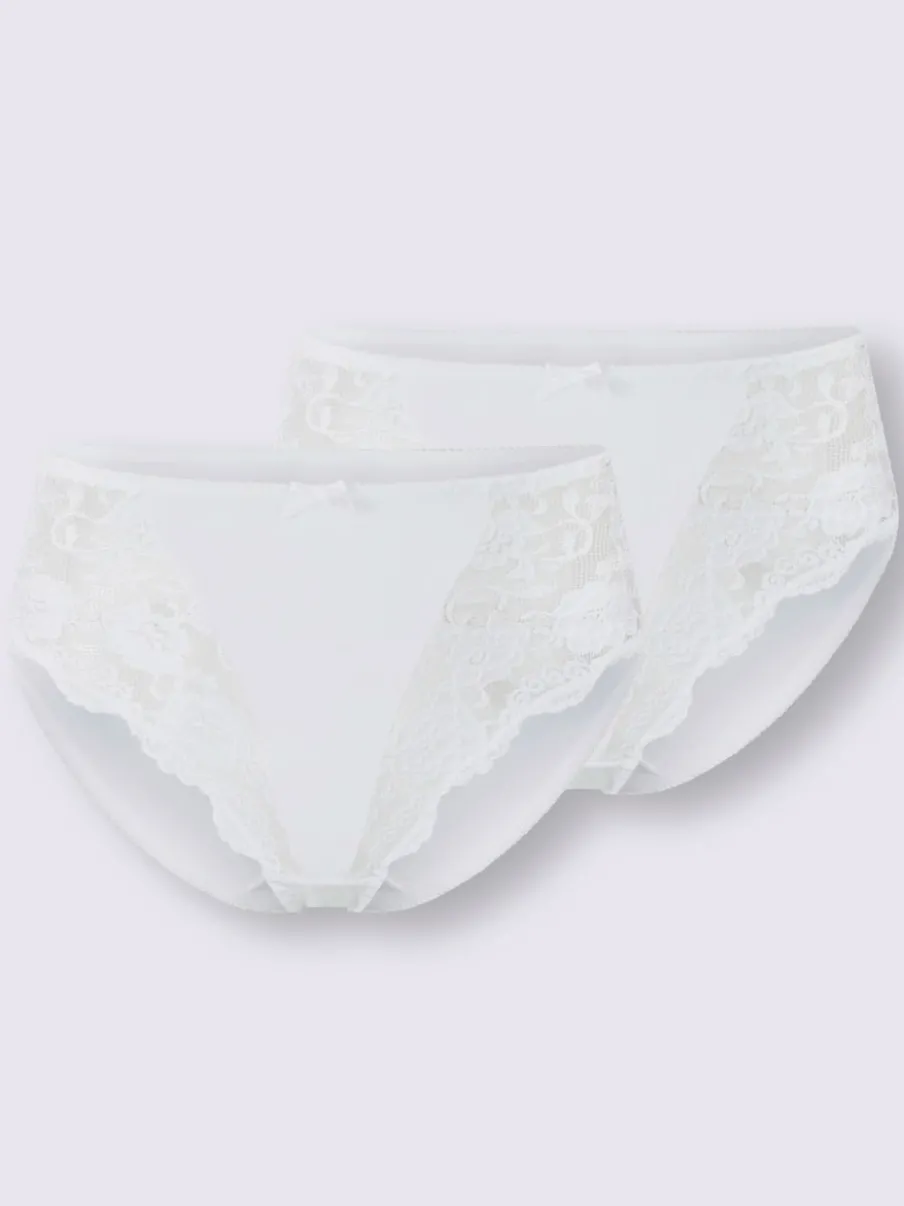 Lot de deux slips avec empiècements en dentelle transparents