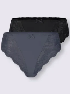 Lot de deux slips avec empiècements en dentelle transparents