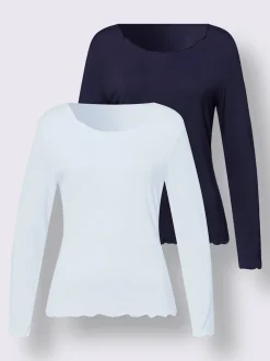 Lot de deux T-shirts légèrement cintrés en viscose douce