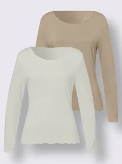 Lot de deux T-shirts légèrement cintrés en viscose douce