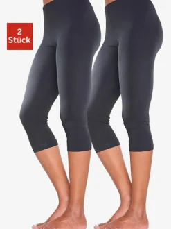 Lot de 2 leggings basiques 3/4 en coton doux