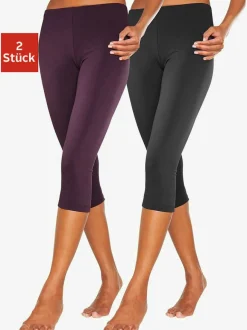 Lot de 2 leggings basiques 3/4 en coton doux