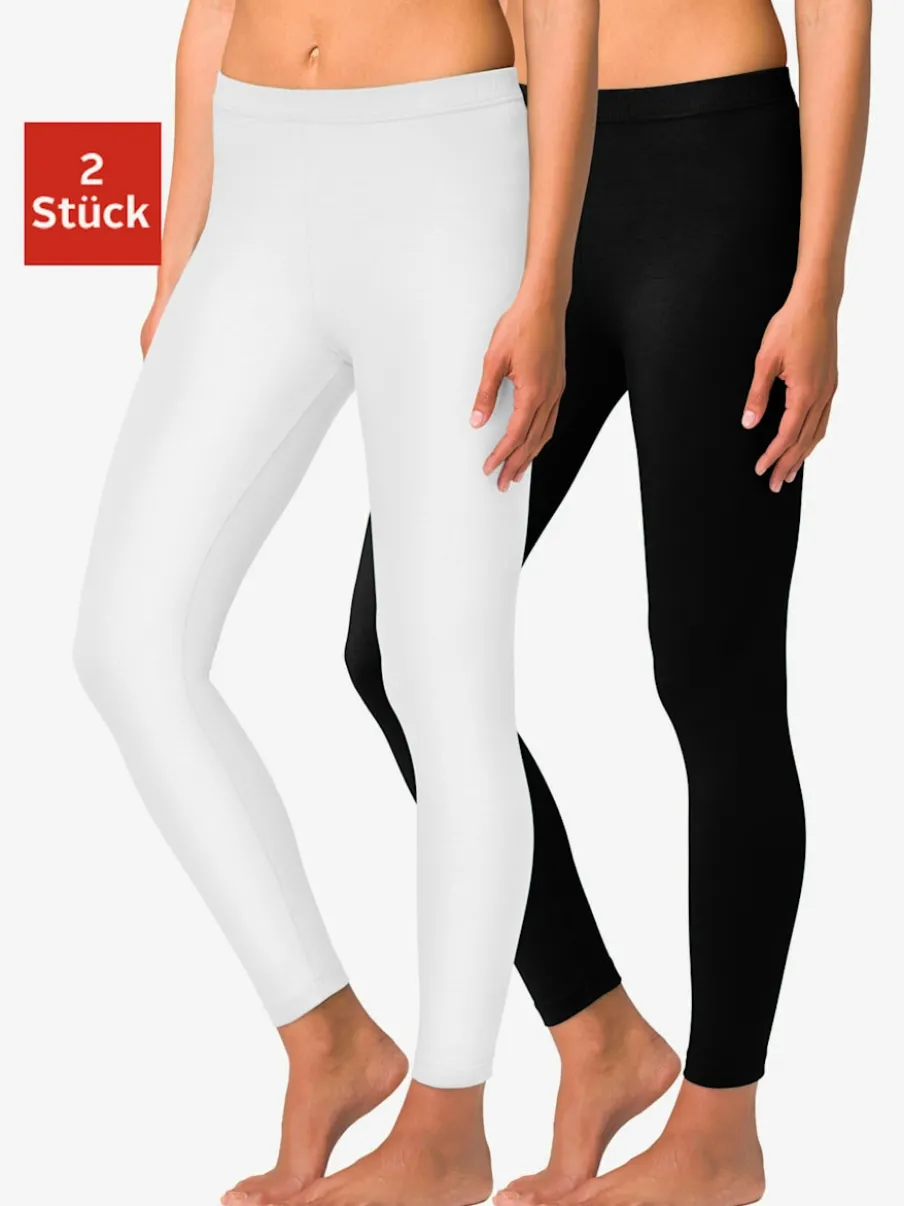 Lot de 2 leggings en coton doux avec élasticité