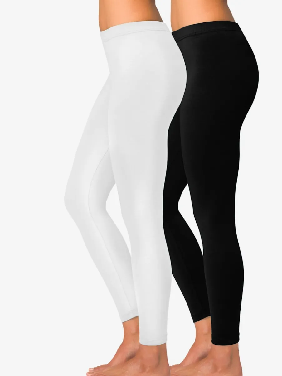 Lot de 2 leggings en coton doux avec élasticité