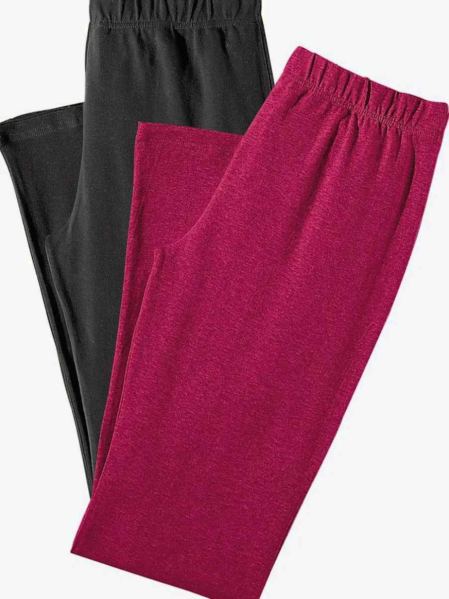 Lot de 2 leggings en coton doux avec élasticité