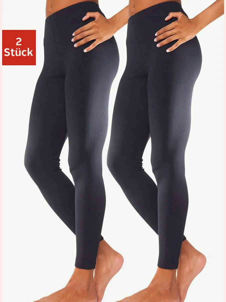Lot de 2 leggings en coton doux avec élasticité