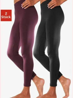 Lot de 2 leggings en coton doux avec élasticité