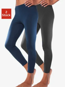 Lot de 2 leggings en coton doux avec élasticité