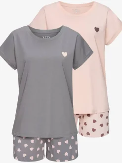 Lot de 2 pyjamas courts avec joli imprimé cœur